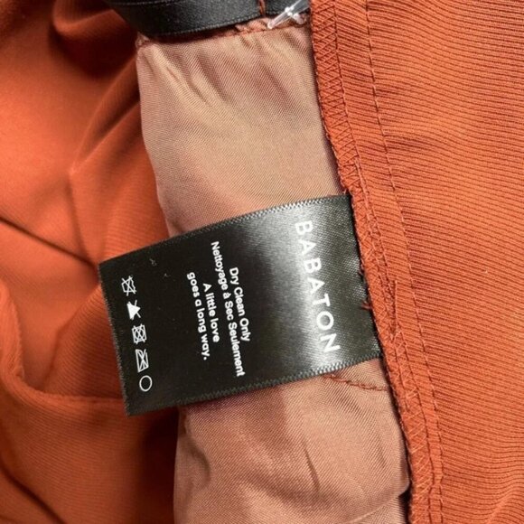 Aritzia Babaton Cohen Pant High Rise Waist Trousers Straight Leg Pleated Rust 2 - Picture 12 of 14